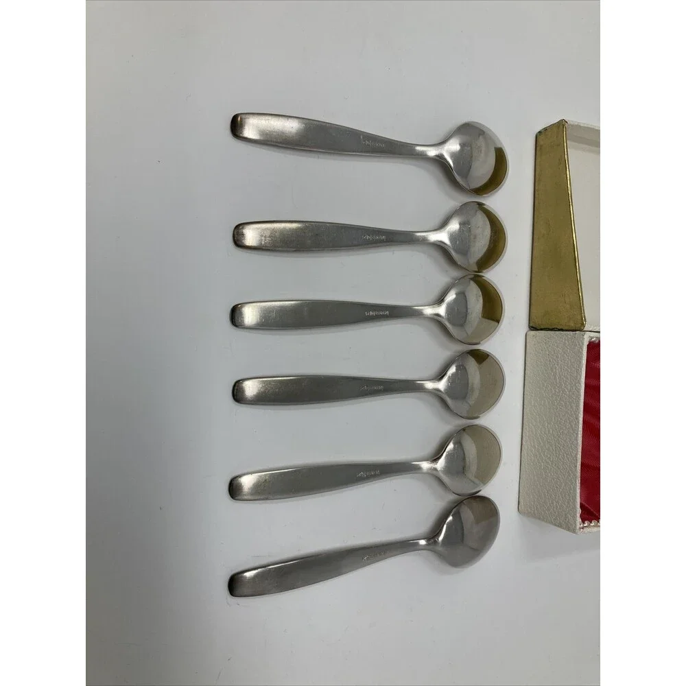 90 21 Silverplate Bavaria Germany Spoon Set 0f 6 Vintage 5.5” Demitasse Dessert